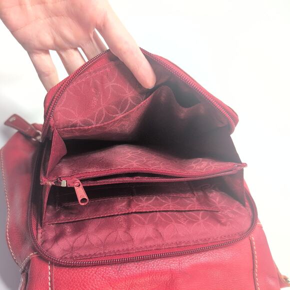 Vintage Fossil Pebbled Red Genuine Leather Crossbody Messenger Bag 75082 - Picture 13 of 14